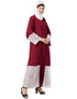 Women Bottom and Sleeve Embroidered Fabric With Extra Jacket at Front Abaya Maroon